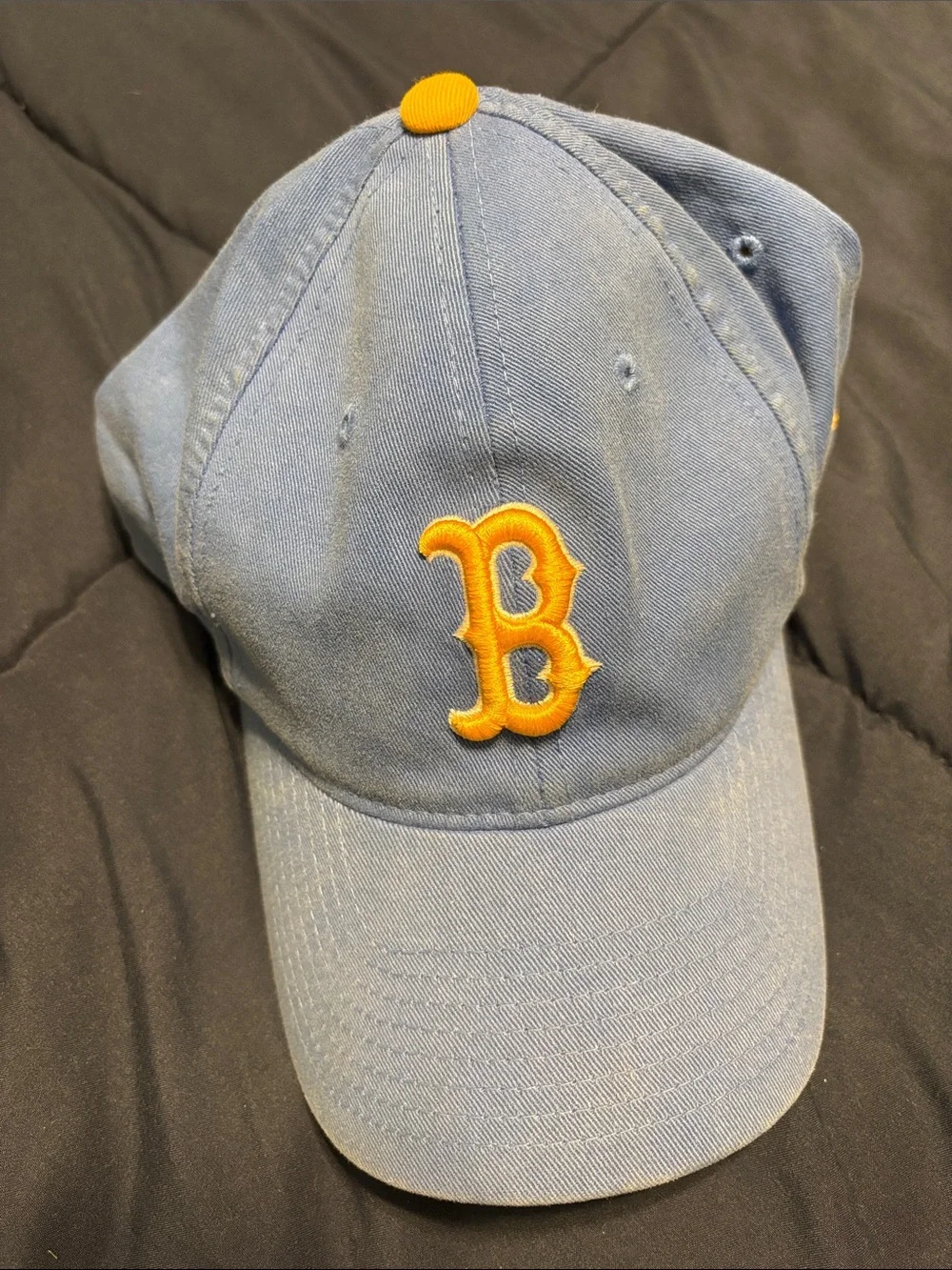 adidas Light Blue Kids Baseball Cap with Yellow 'B' Patch